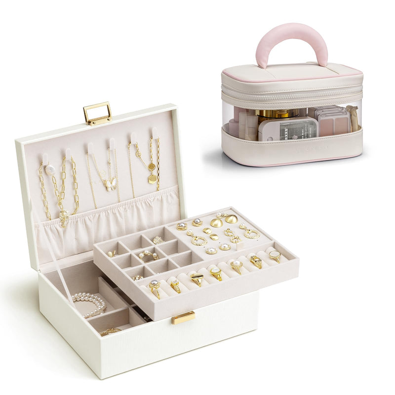 Vlando Jewelry Box for Women & Travel Makeup Bag