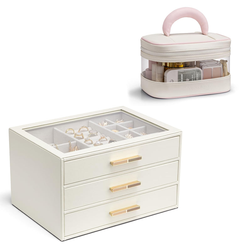 VLANDO Jewelry Box for Women & Travel Makeup Bag