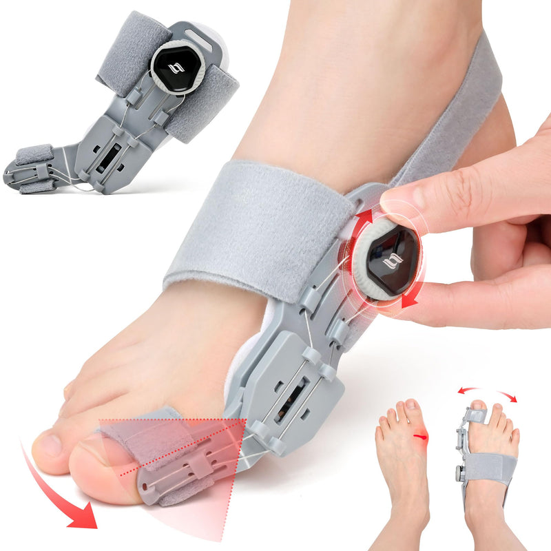 [Australia] - Bunion Corrector for Women & Men,Adjustable Universal Size Bunion Splint, Big Toe Straightener, Bunion Fix Device with 2 Silicone Pads, Better Fit to the Toes Without Damaging the Skin(1PCS,Gray) Grey 