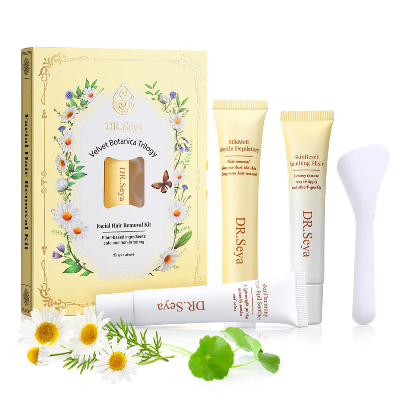 [Australia] - Facial Hair Removal Cream for Women, Gentle Painless Hair Removal Creams Kit With Scrape, Calming Serum, Body & Face Hair Removers Cream for Women (4 kits) 