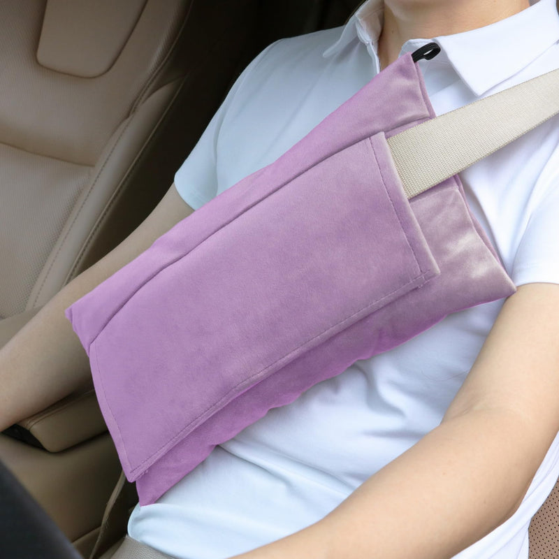 Post-Surgery Seat Belt Pillow - Super Soft Mastectomy & Tummy Tuck Cushion, Heart/Hysterectomy Recovery Pillow, Comfort Pad for Car, Lavender Large