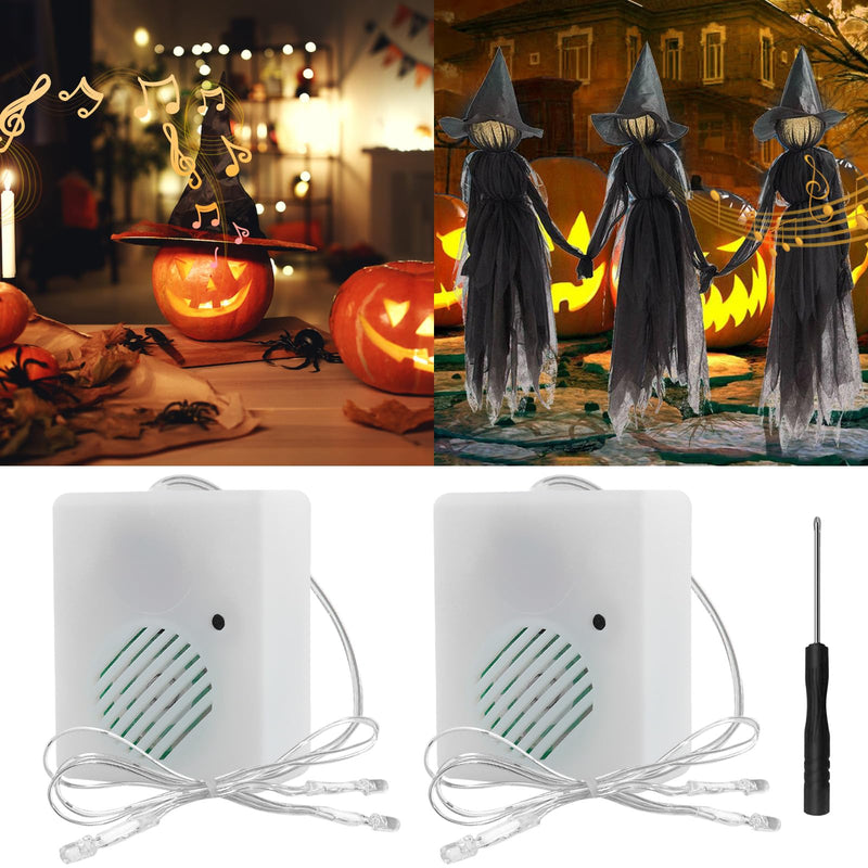 [Australia] - Elegananccy 2 Pack Halloween Sound Player Speakers with LED, Horror Screaming Witch Sound-Activated Prop, Battery Operated Tricky Funny Scary Sound Machine for Indoor Outdoor Party Decoration 