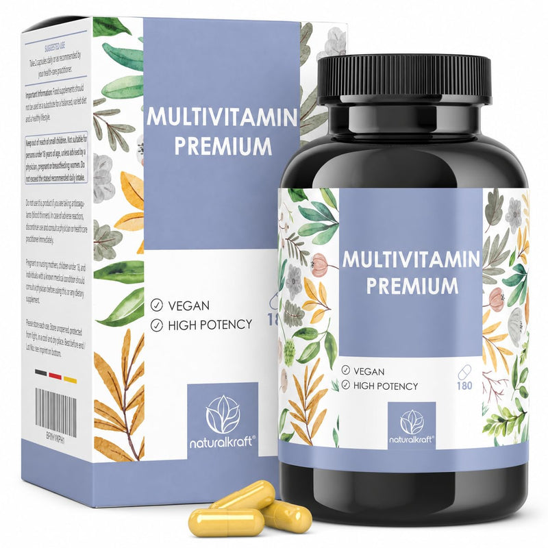 Premium Multivitamin – High-Dose A–Z Complex | 180 Vegan Capsules with Essential Vitamins & Minerals including Vitamin C, D3, B12, Zinc, Magnesium & OPC – Developed and Lab Tested in Germany