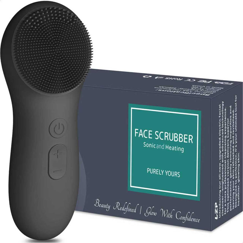 LZP Facial Cleansing Brush Face Scrubber, Silicone Electric Exfoliator Scrubber with 6 Speeds, Rechargeable Face Scrubber for Cleansing, Waterproof Face Scrub Brush for Men & Women
