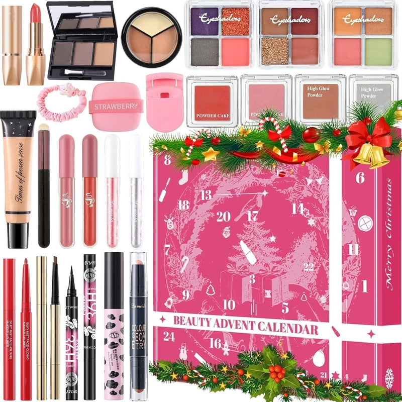 [Australia] - Makeup Advent Calendar 2025 for Women & Teen Girls, 24 Days Christmas Countdown Calendar Beauty Gift Set, 2025 Xmas Gift Surprise Box Calendar Full Makeup Kit Multicolor 
