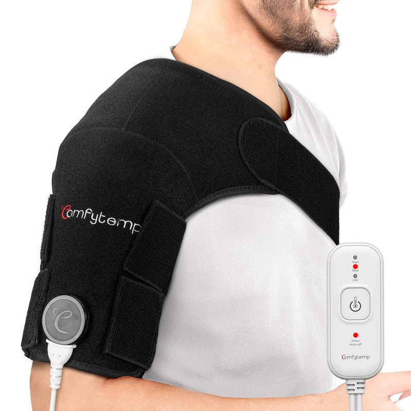 Comfytemp Shoulder Heating Pad for Men Women, S/M | For Rotator Cuff, With Brace, Electric Heated Wrap, 3 Heat Settings, 2H Auto-Off, for Men Women Mom Dad