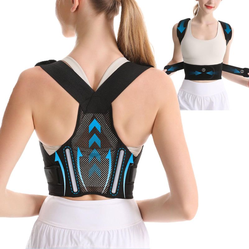 [Australia] - Back Brace Support for Women and Men, Adjustable Posture Corrector Lightweight Lumbar Support Shoulder Straightener for Neck Shoulder Upper (XL-Black) XL-Black 