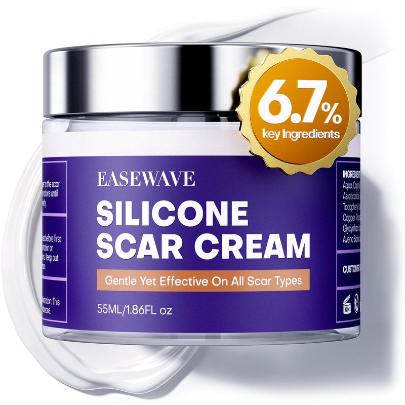 [Australia] - Silicone Scar Cream with 6.7% Active Ingredients, Scar Gel Visible in 2 Weeks, Moisturizing Scar Removal Clinically Show for Surgical, C-Section, Keloid, Acne & Burn Scars, Stretch Mark Cream(55ML) 
