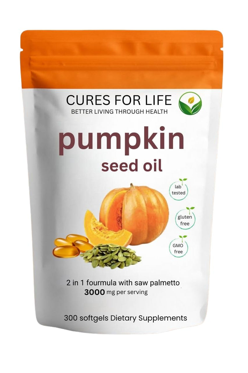 [Australia] - Pumpkin Seed Oil with Saw Palmetto ‚Äì 3000mg Per Serving, 300 Softgels | Cold Pressed Virgin Oil | Supports Prostate, Bladder, Urinary & Hair Health | Non-GMO 