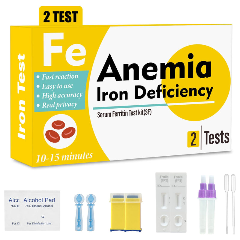 [Australia] - Iron Deficiency Test Kit – 2 - Pack, at - Home Iron Test Kit for Anemia, for Quick Response and Accurate Results. Suitable for Both. 2 Count (Pack of 1) 