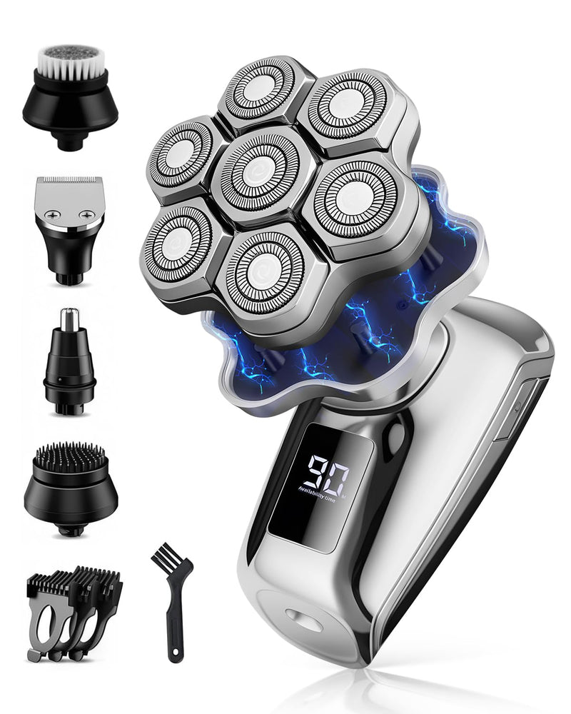 [Australia] - Head Shavers for Bald Men, Electric Detachable Head Shaver for Male, Waterproof Wet Dry Body Bald Head Shaver, Rechargable Rotary Shavers/Razor for Husband Father Gunmetal 