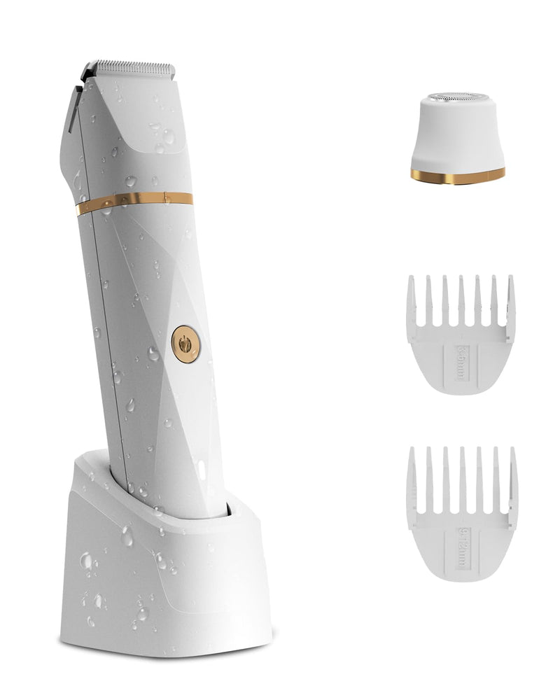 [Australia] - 2-in-1 Bikini Trimmer for Women, Bikini Shaver with Dual Heads, Painless Body and Facial Hair Removal, Rechargeable Cordless Electric Razors for Face Chin Pubic Underarm Legs, IPX12 Waterproof, Pink 