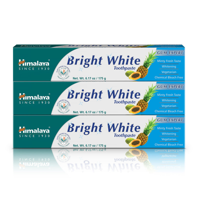 [Australia] - Himalaya Bright White Toothpaste, Fluoride Free to Reduce Plaque & Whiten Teeth, 6.17 oz, 3 Pack Mint 6.17 Ounce (Pack of 3) 