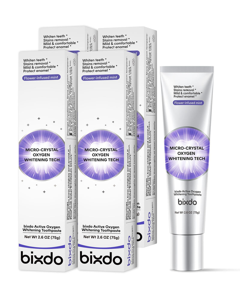 [Australia] - Pap Teeth Whitening Toothpaste, Hydroxyapatite Enamel Repair for Sensitive Teeth & Gums, Fluoride-Free, 28 Days Brightening, Flower Mint, 2.6oz (Pack of 4) 