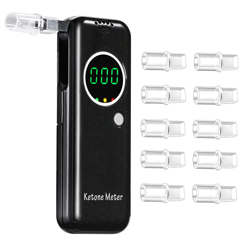 [Australia] - Ketone Breath Monitoring Analyzer for Acetone Check - Professional Breath Ketosis Meter Upgraded Home Ketone Monitors Tester with 10 Mouthpieces, Ketogenic or Any Nutrition & Fitness Program Black 