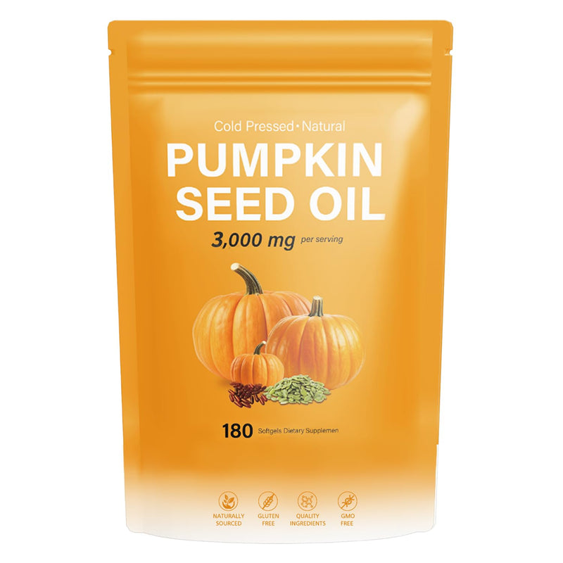 [Australia] - J-PRQ Pumpkin Seed Oil with Saw Palmetto- 180 Softgels - 3000mg -Cold Pressed - Pure Virgin Oil - Essential Fatty Acids & Phytosterols - Supports Hair - Urinary - Bladder & Prostate Health - Non-GMO 
