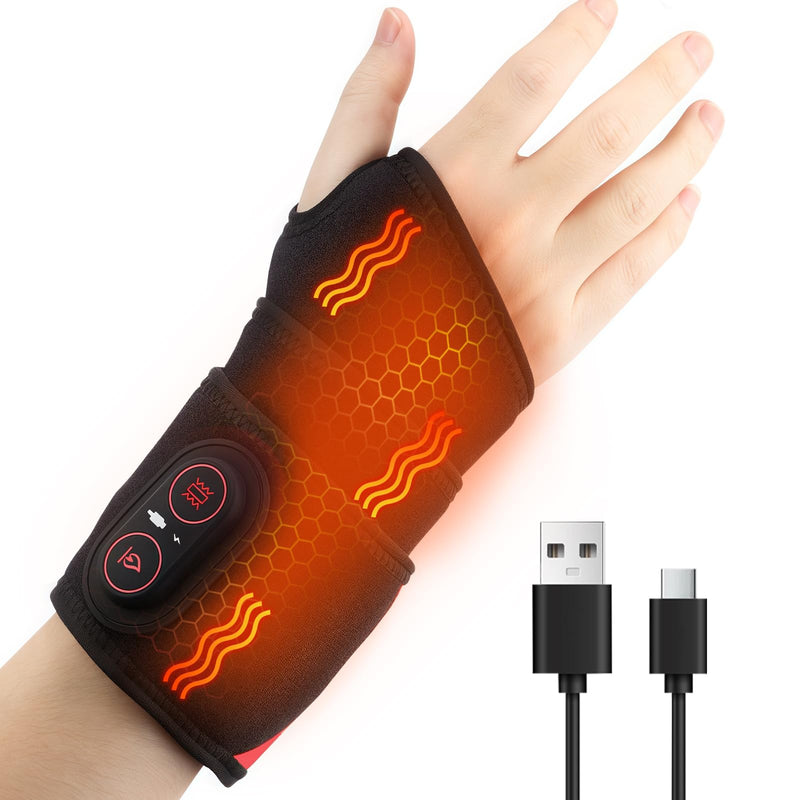 Joyzan Cordless Wrist Heating Pad, Heated Relief Wrap Warmers Rechargeable | Men Women Left Right Hand Hot Massage Brace 3 Adjustable Heat Levels 3 Vibrations Mode Settings Gifts Dad Mom Arm Leg