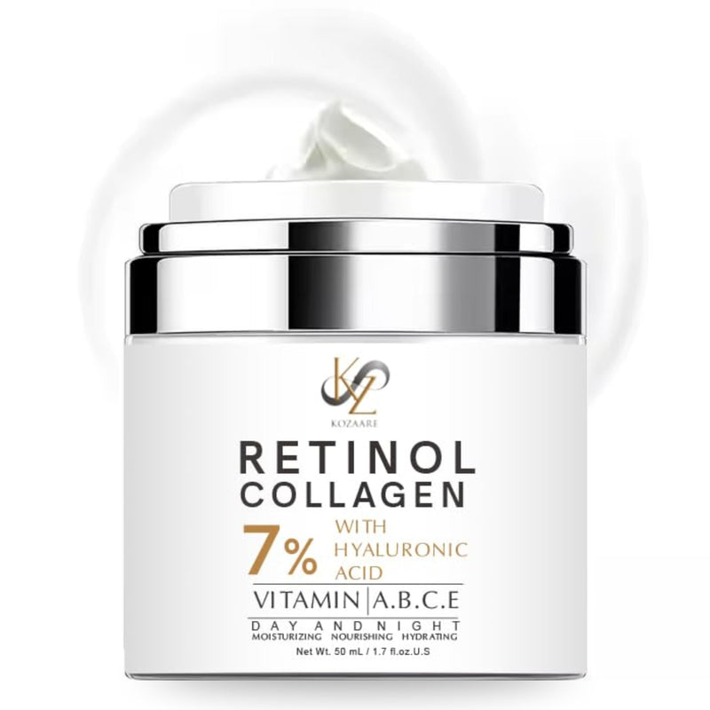 Retinol Collagen Face Moisturizer & Moisturizer Face Cream with Retinol – Anti Aging Face Cream for Women with 7% Hyaluronic Acid, Vitamins A B C E – Facial Moisturizer for Day & Night 1.7 fl oz