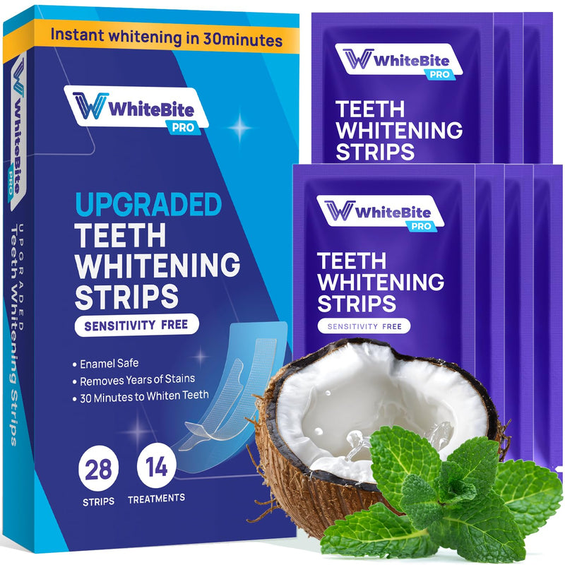 [Australia] - Whitebite Pro Upgraded Teeth Whitening Strips 28 Strips (14 Treatments) | Enamel-Safe | Deep Stains Removal | Non-Slip Design | Whitening Without Any Harm | Mint 28 Count (Pack of 1) 