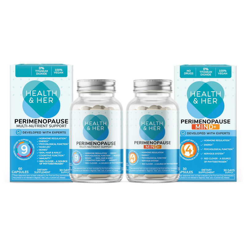 Health & Her Perimenopause & Mind+ - Multi-Nutrient and Cognitive Function Support Bundle (1-Month Supply)