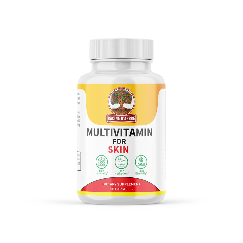 Racine D’ARBRE Multivitamin Skin Supplement – Hyaluronic Acid, Vitamin C, Selenium, Biotin, Zinc & Proline – Collagen, Hydration & Beauty Support – 90 Capsules