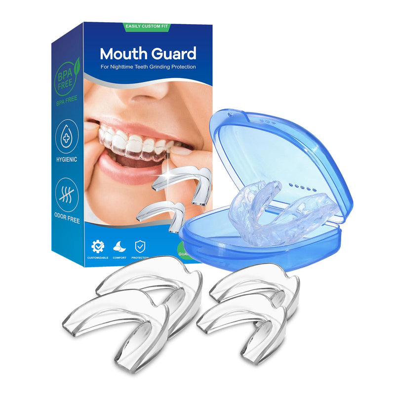 [Australia] - Mouth Guard for Grinding Teeth at Night, Neateeth Night Guards for Teeth Grinding & Clenching, 4 Packs Mouth Guards for Sleeping ‚Äì Includes 2 Sizes & 1 Travel Case 4 Units 