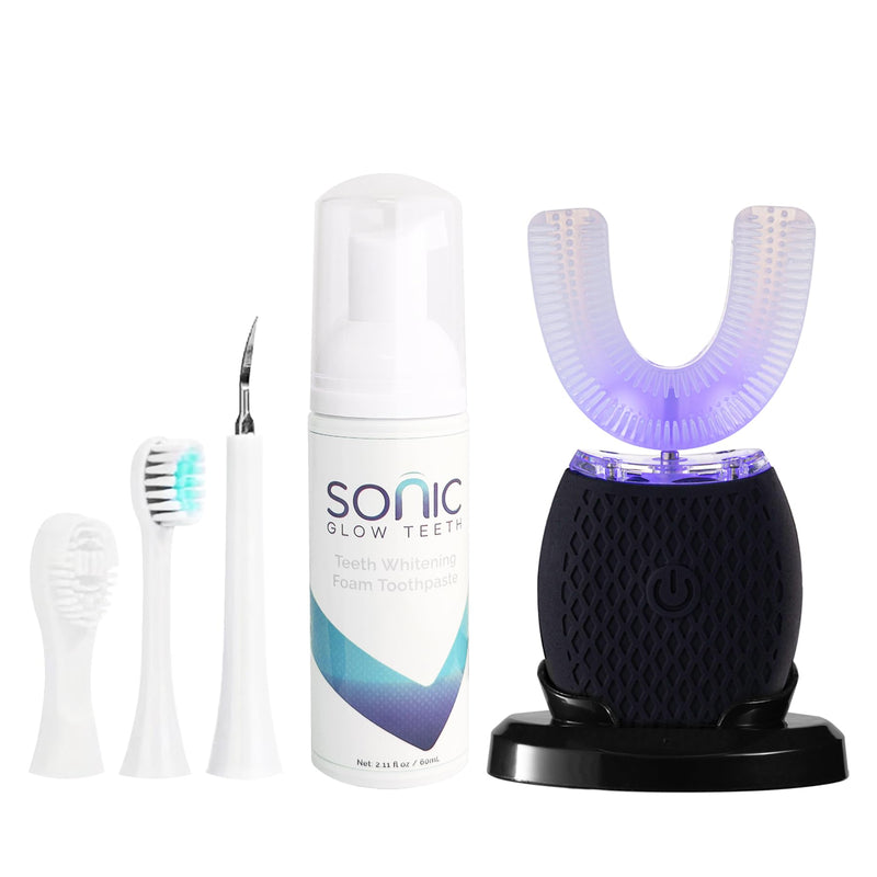 Automatic Toothbrush for Adults - Ultrasonic Electric Toothbrush with Soft Bristles Rechargeable Portable Waterproof Design 30s Timer, Wireless Charging Dual-Use for Travel & Home (Black) Black