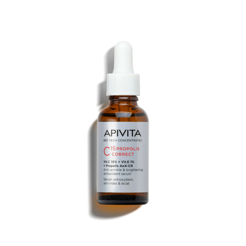 Apivita C15 Propolis Correct Serum, Anti-wrinkle & Brightening Antioxidant Serum with 15% Pure Stabilized Vitamin C, 1% Vitamin E, Patented Propolis AoX-CR, Non comedogenic | Brightening formula, 15% Vitamin C, 1% Vitamin E, Patented Propolis AoX-CR