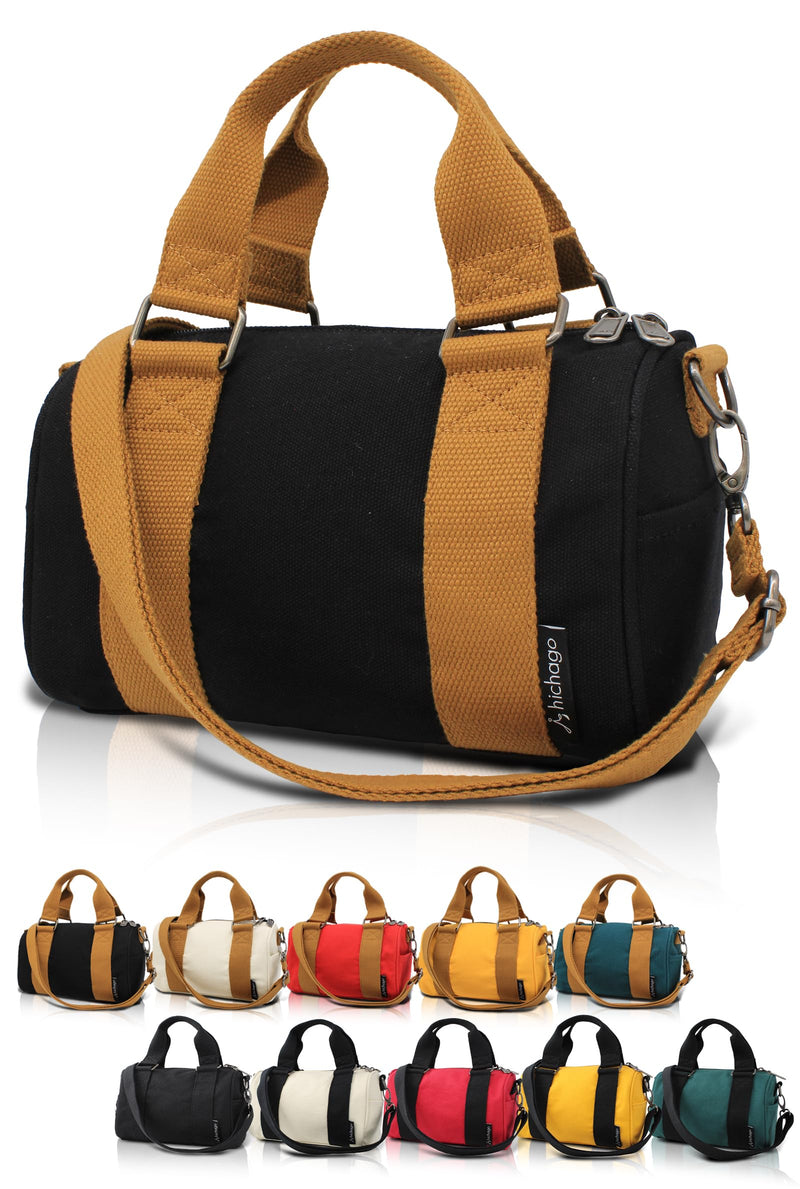Mini Duffel Bag - Purse-Sized Day Bag, CoBoss (Black) | Small 5L 2-way canvas shoulder bag for women, men & teens, with adjustable strap for errands, shopping and dog walks Black