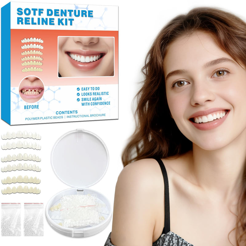 Snap on Veneers Teeth for Women & Men, Reusable False Teeth Cover - Natural Look, Comfort Fit Denture Repair Kit (1 Count 3 Pairs) 1PC
