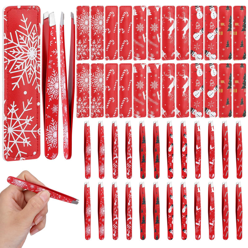 [Australia] - Lasnten 24 Sets Christmas Mini Tweezer Set Christmas Stocking Stuffers for Women Professional Tweezers in Case Mini Jewelry Tweezer Lighted Tweezers for Women Facial Hair for Xmas Party Gifts 