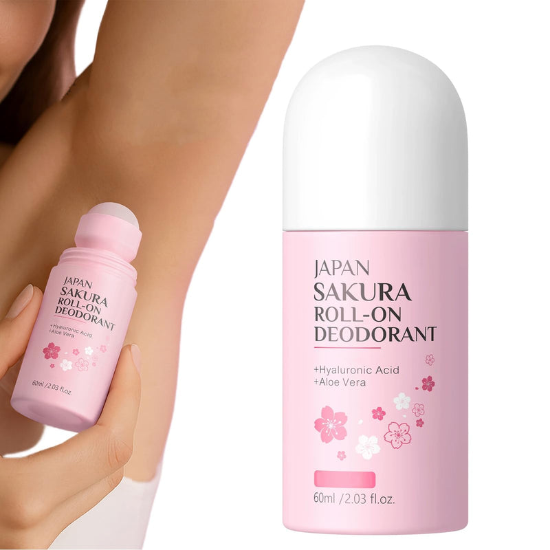 Roll-On Cherry Blossoms Deodorant Stick, Whole Body Deodorant for Women Infused with Vitamin C & Aloe, Lasting Odor & Sweat Protection, Moisturizing Gentle Formula for Smooth Skin, 60g
