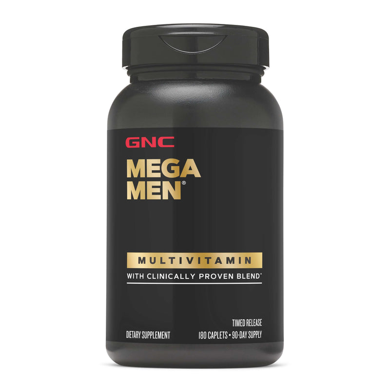 GNC Mega Men Multivitamin Caplets, Timed Release, 180 Caplets | Delivers Timed Release Vitamins and Minerals to Support Immune Health, Energy Production, Brain, and Heart Function 180 Count (Pack of 1)