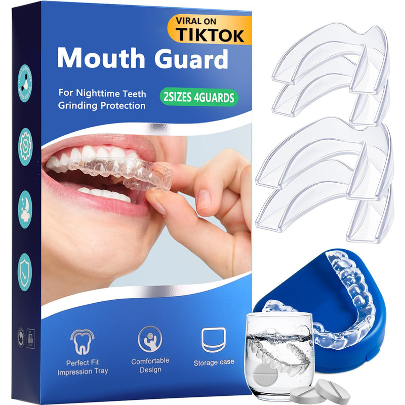 [Australia] - Night Guards for Teeth Grinding, Mouth Guard for Grinding Teeth at Night, Food Grade Silicone, Professional Custom Protection, Save You $2,000, Including 12 Cleaning Tablets 1.5 * 2in+1.8 * 2.3in 1.5*2in+1.8*2.3in 