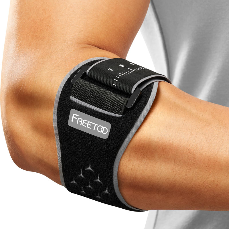 [Australia] - FREETOO Tennis Elbow Brace for Men Women for Tendonitis Relief Treatment, Tennis Elbow Strap with Gel Pad, Golfers Elbow Brace for Men for Pain, Forearm Brace for Medial Epicondylitis Grey S/M Grey-Black 