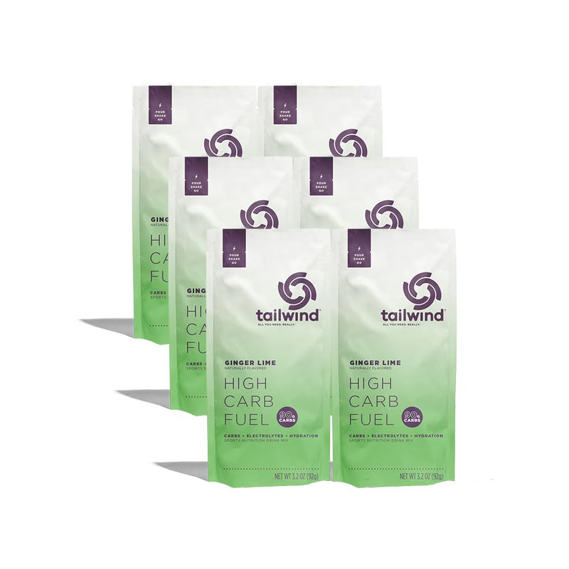 [Australia] - Tailwind Nutrition‚ÄØHigh Carb Fuel, 90‚ÄØg High Intensity Carbs (2:1 Glucose:Fructose) + Electrolytes, Gluten‚ÄëFree, Vegan, Ginger‚ÄØLime, Single‚ÄëServing 6 Pack Ginger Lime 3.46 Ounce (Pack of 6) 