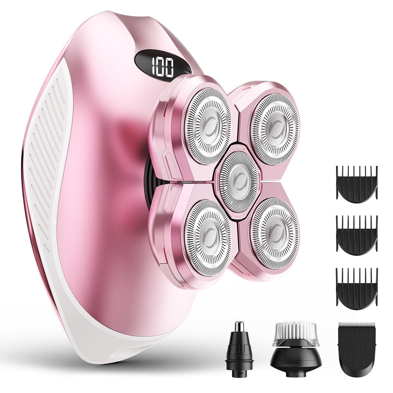 [Australia] - Electric Razors for Women, 5-in-1 Multi-Function Womens Razor with LED Display, Rechargeable Waterproof Electric Shaver, Ideal Travel Trimmer Body Hair Remover for Legs, Face, Armpits &Bikini Area 