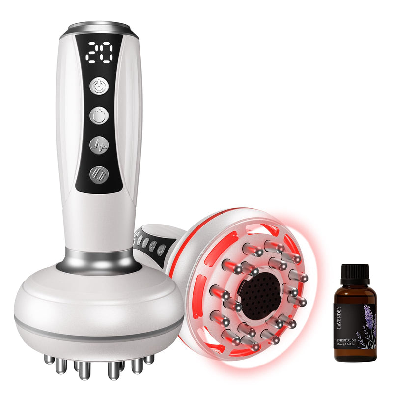 [Australia] - 4-in-1 Lymphatic Drainage Massager - Cellulite Massage Tool Helps Reduce Stretch Marks & Cellulite, Body Sculpting Machine with Light, Heat & Vibration for Legs, Arms & Belly, Includes Moxa Rolls 