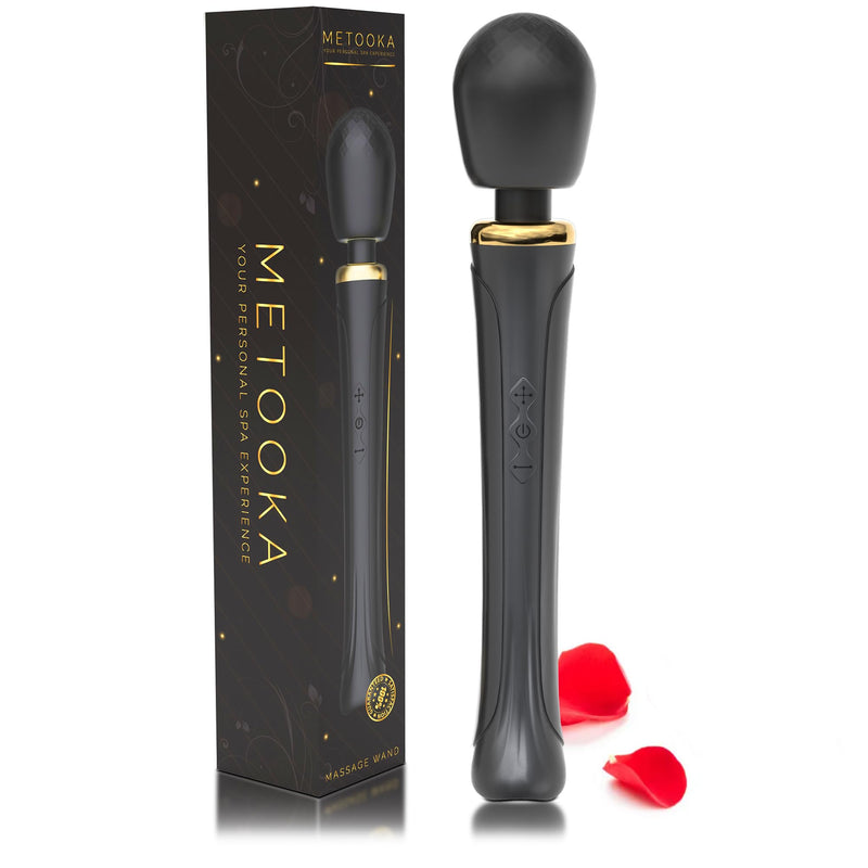 Therapeutic Cordless Massager - IPX6 Waterproof Powerful Massage Tool Handheld 8 Speeds 20 Patterns - Rechargeable Hand Massagers for Sore Muscles - Hand Held Massage Tool for Neck & Back Black