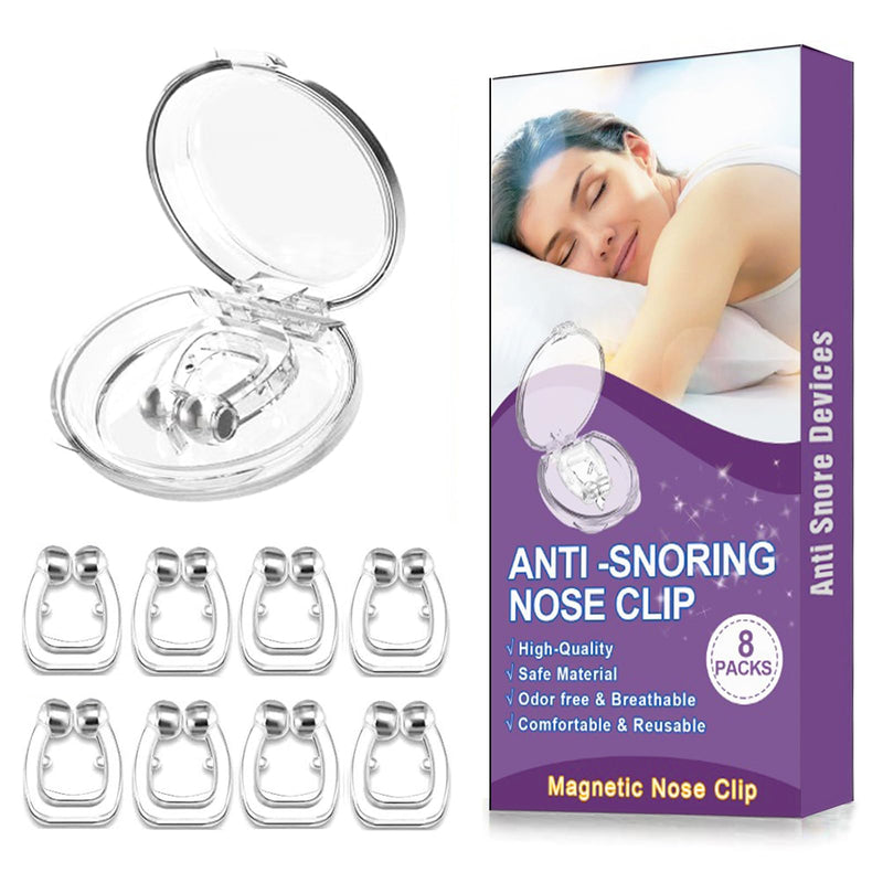 [Australia] - Anti Snoring Devices(8 Pack), Silicone Magnetic Stop Snoring Solution, Comfortable & Professional Anti Snoring Nose Clip for Men and Women 5.6 Inch 
