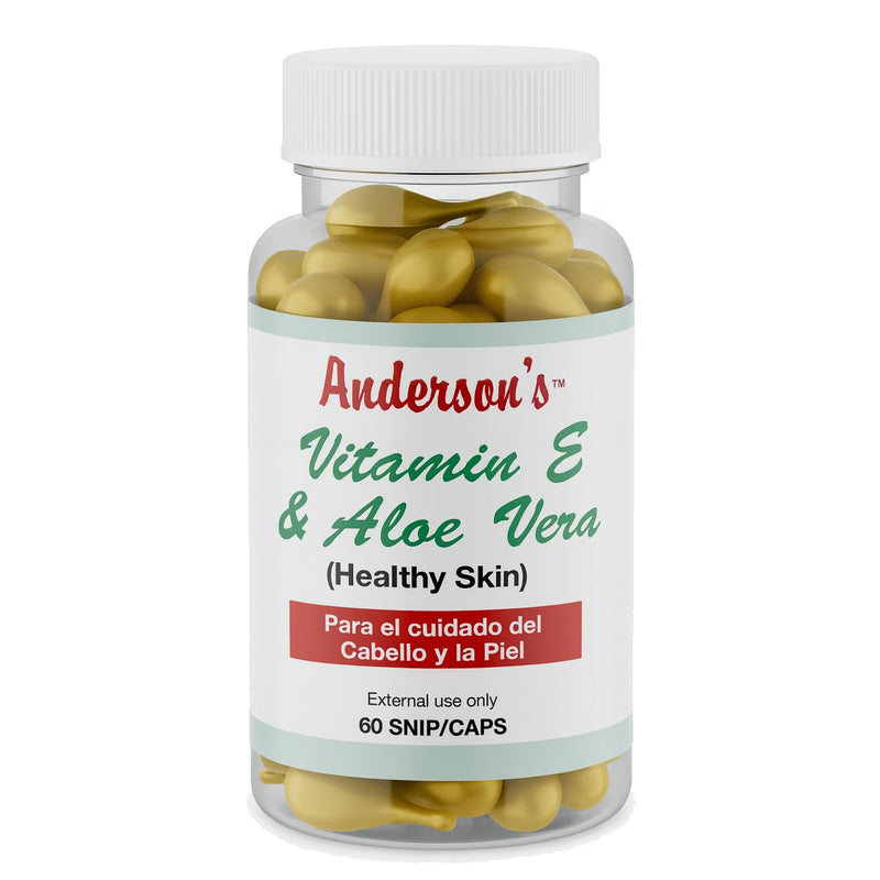 Anderson's Vitamin E & Aloe Vera Moisturizer Capsules – Anti-Aging Hydrating Cream for Face, Hands, & Body – Fast-Absorbing Lotion for Dry Skin, Fine Lines, & Dark Spots – 60 Travel-Friendly Capsules