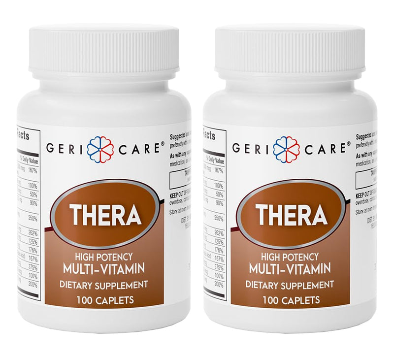 GeriCare Thera High Potency Multivitamin Caplets, Blend of Vitamins and Minerals to Ensure Maximum Nutritional Support Antioxidant Protection Supplement, 100 Count (Pack of 2) 100 Count (2pk) Multivitamin