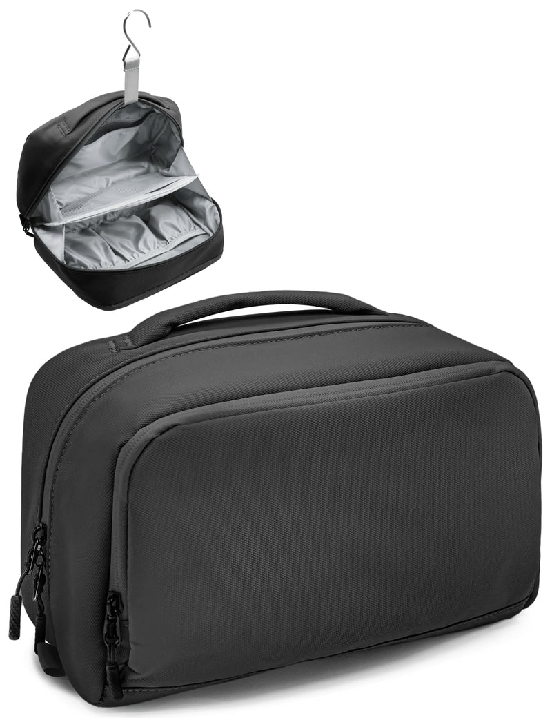 Large Hanging Travel Toiletry Bag for Men Women, Water-resistant Dopp Kit | 6L Large Capacity Wide Open Cosmetic Makeup Bag Bathroom Shower Bags for Toiletries, Grooming, Shaving Organizer Bag Black Medium