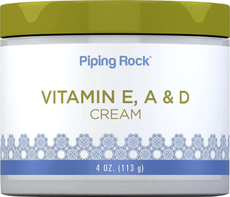 Piping Rock Vitamin E, A & D Cream | 4 Ounces | Moisturizing for Face and Body | Non-GMO, Gluten Free formula