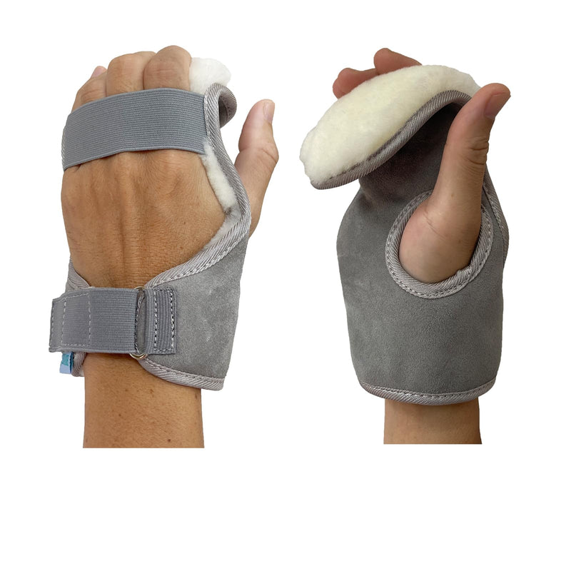 Sheepskin Palm Protector Right Hand Glove Comfortable Palm Pad |Soft Adjustable Pad |for Preventing Finger Contractures Palm Skin Damage Protection Gray 1 Piece Right Hand 1 Piece