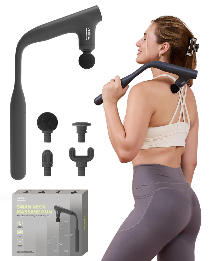 [Australia] - 3 Style Back Massage Gun with Extended Handle for Hard-to-Reach Areas, Convertible Massager Pain Relief Deep Tissue Percussion Muscle Massager Shoulder, and Legs for Men and Women 