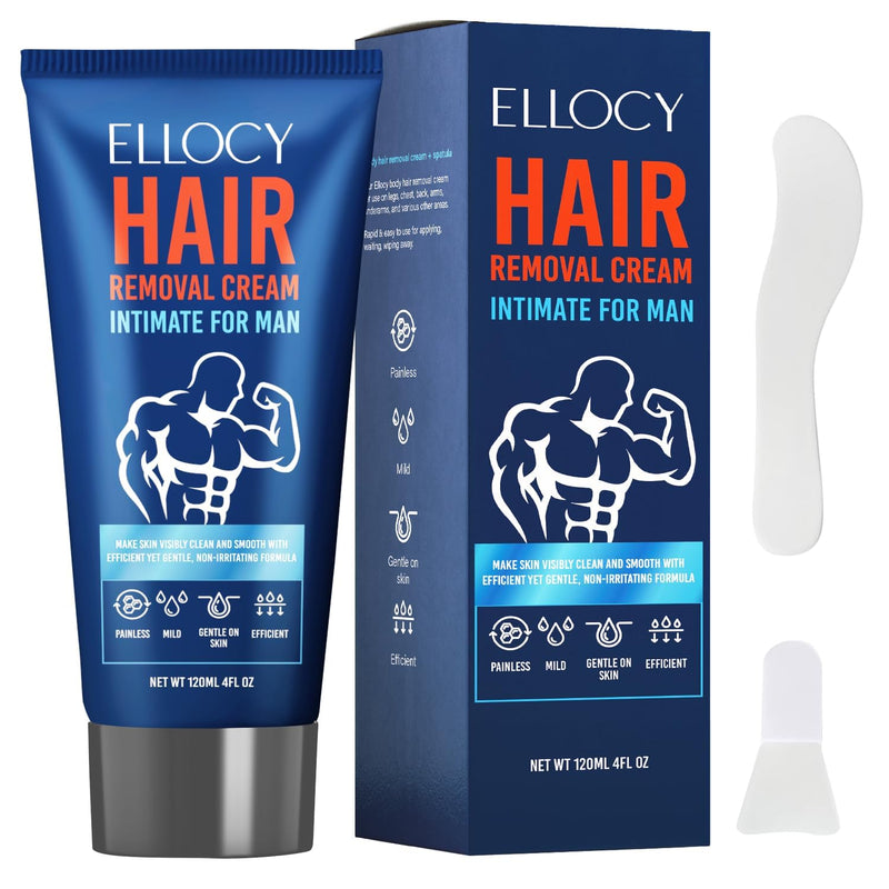 [Australia] - Hair Removal Cream for Men: Depilatory Cream For Unwanted Male Hair In Intimate/Private Area - Skin Friendly, Painless & Flawless cream (4 Ounce) 4 Ounce (Pack of 1) 
