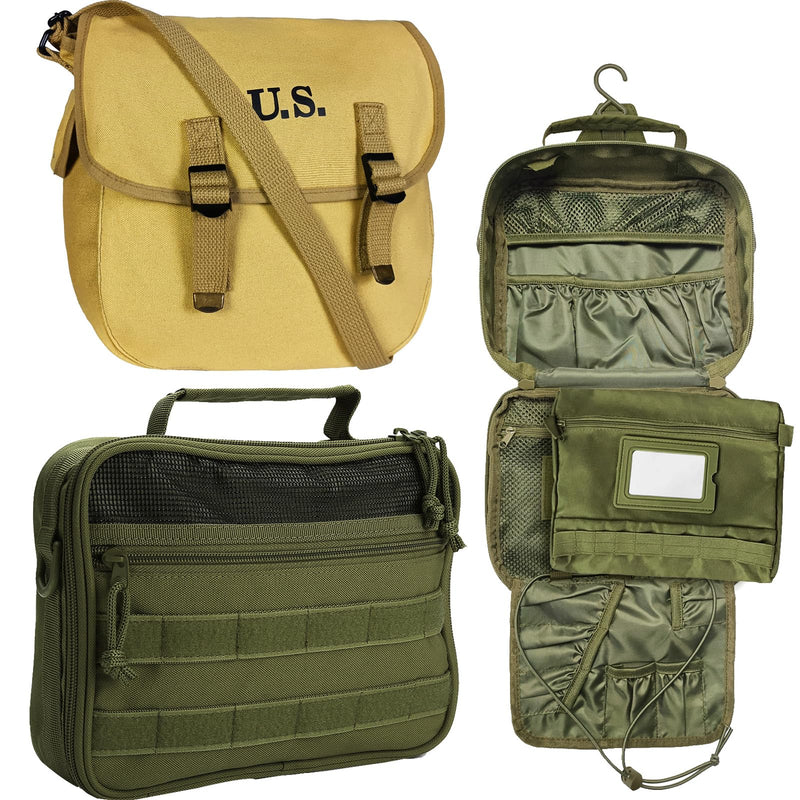 SUNRISING Green Toiletry Bag + Messenger Bag