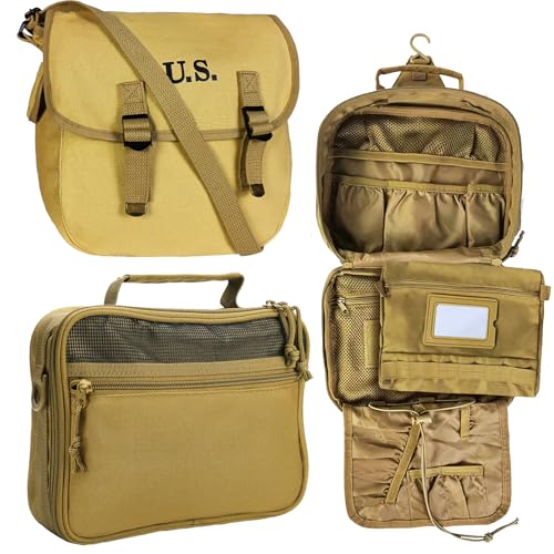 SUNRISING Khaki Toiletry Bag + Messenger Bag