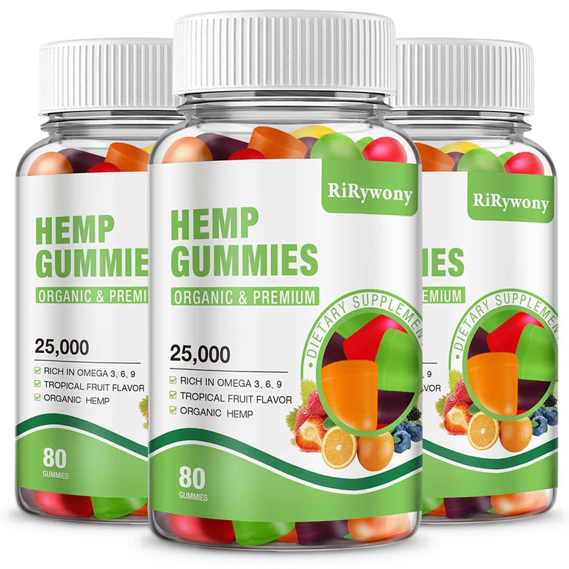 Hemp Gummies for Sleep, Pain, Anxiety 3 Packs, High Potency Edible Gummies Extra Strength Organic Hemp Oil Extract Vegan Bear Gummy - 240 Counts Candy
